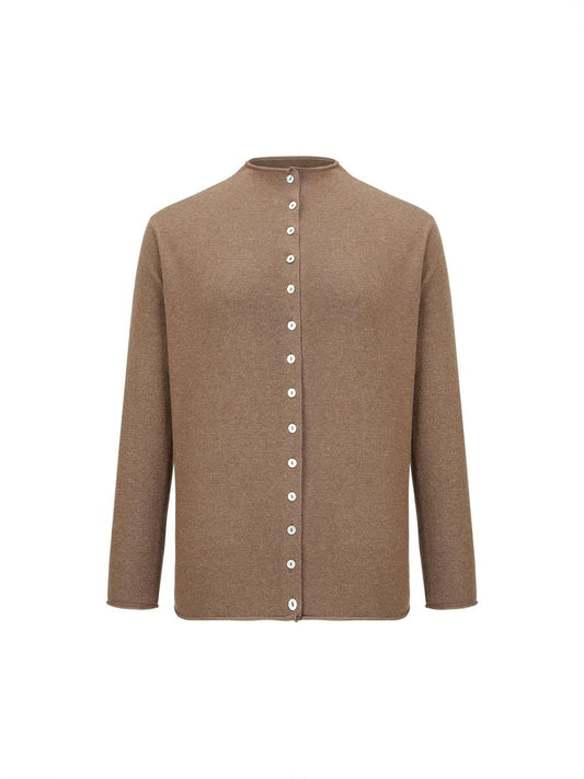 10 High Neck Cardi - Brown