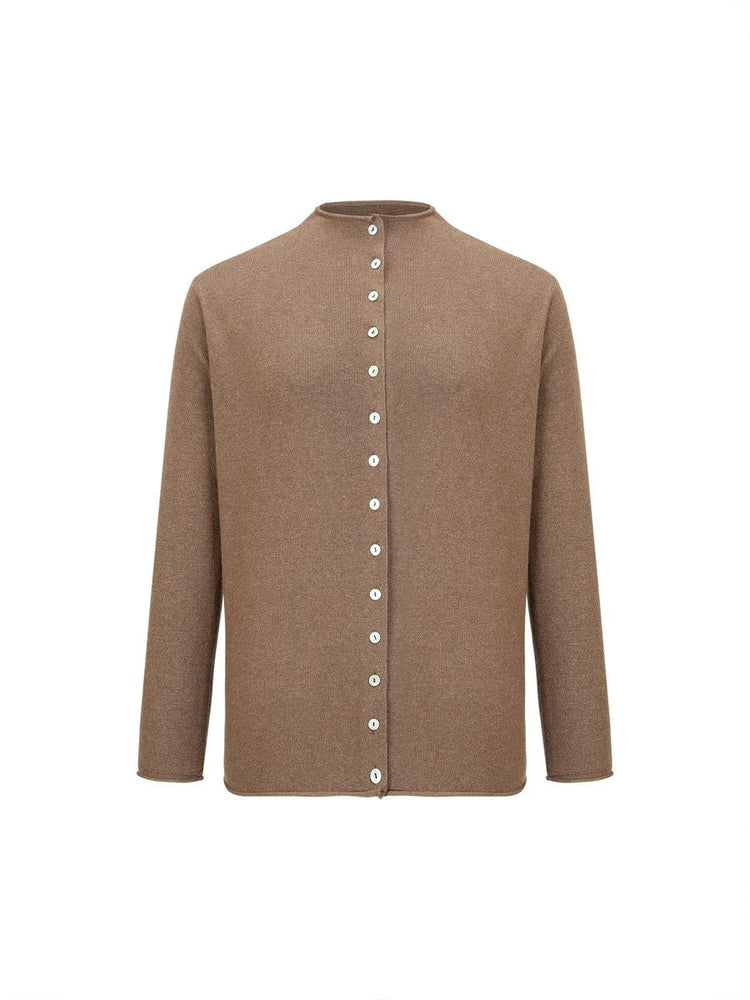 10 High Neck Cardi - Brown