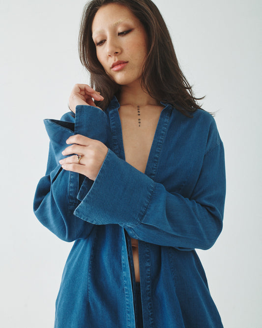 09 Tie Overshirt - Denim
