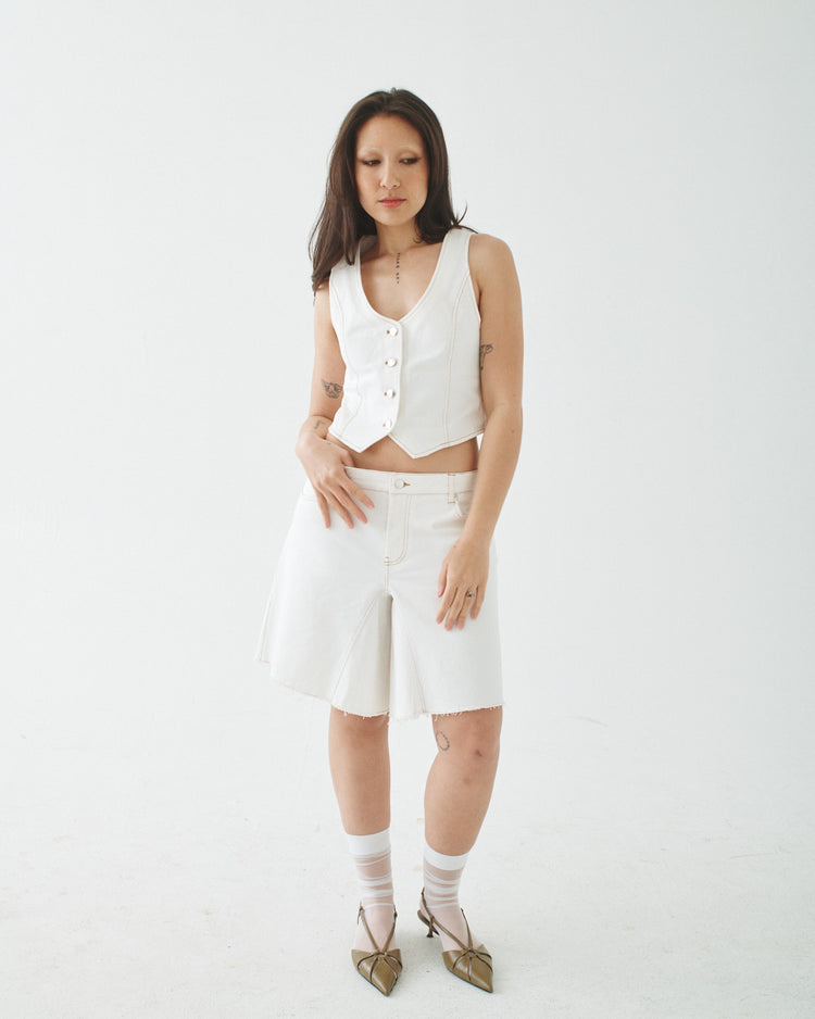09 Twill Vest - White