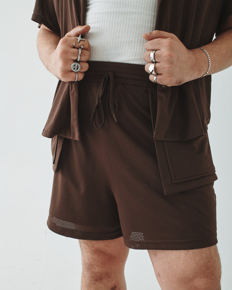 09 Mesh Utility Short - Brown