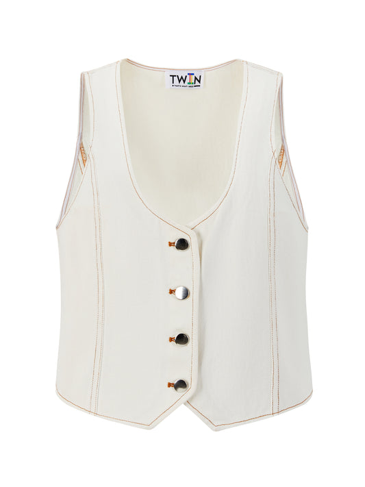 09 Twill Vest - White