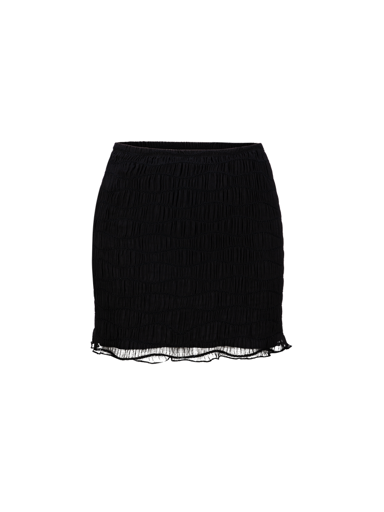 09 Mesh Ruched Skirt - Black