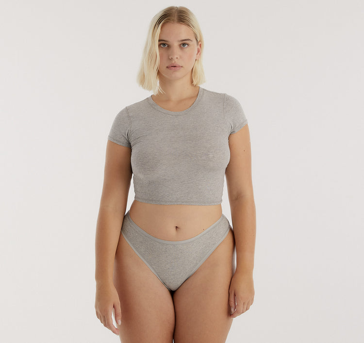 Core Rib Thong 3-Pack - Grey