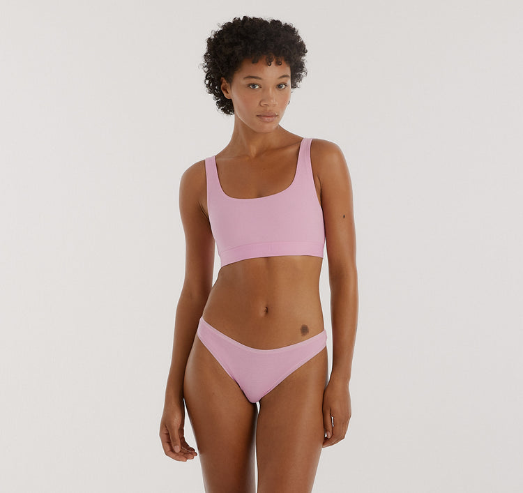 Core Rib Thong 3-Pack - Pink
