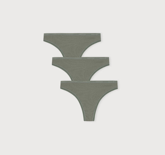 Core Rib Thong 3-Pack - Green