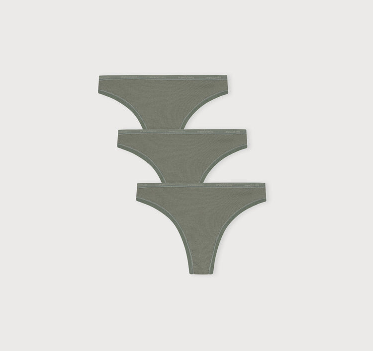 Core Rib Thong 3-Pack - Green