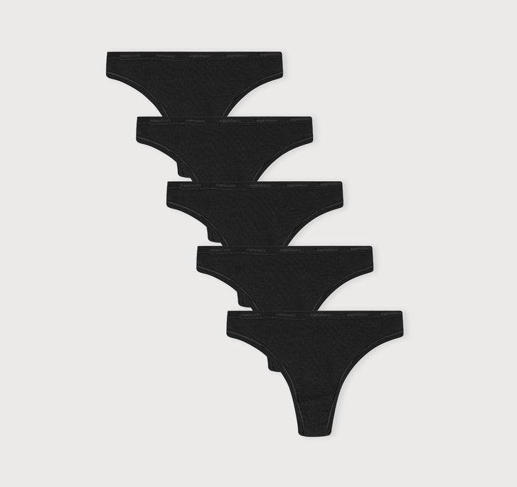 Core Rib Thong 5-Pack - Black