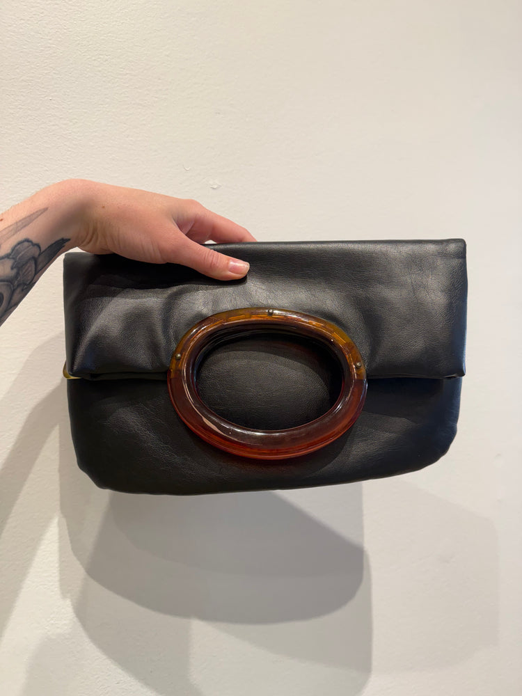 Vintage Black Leather Clutch
