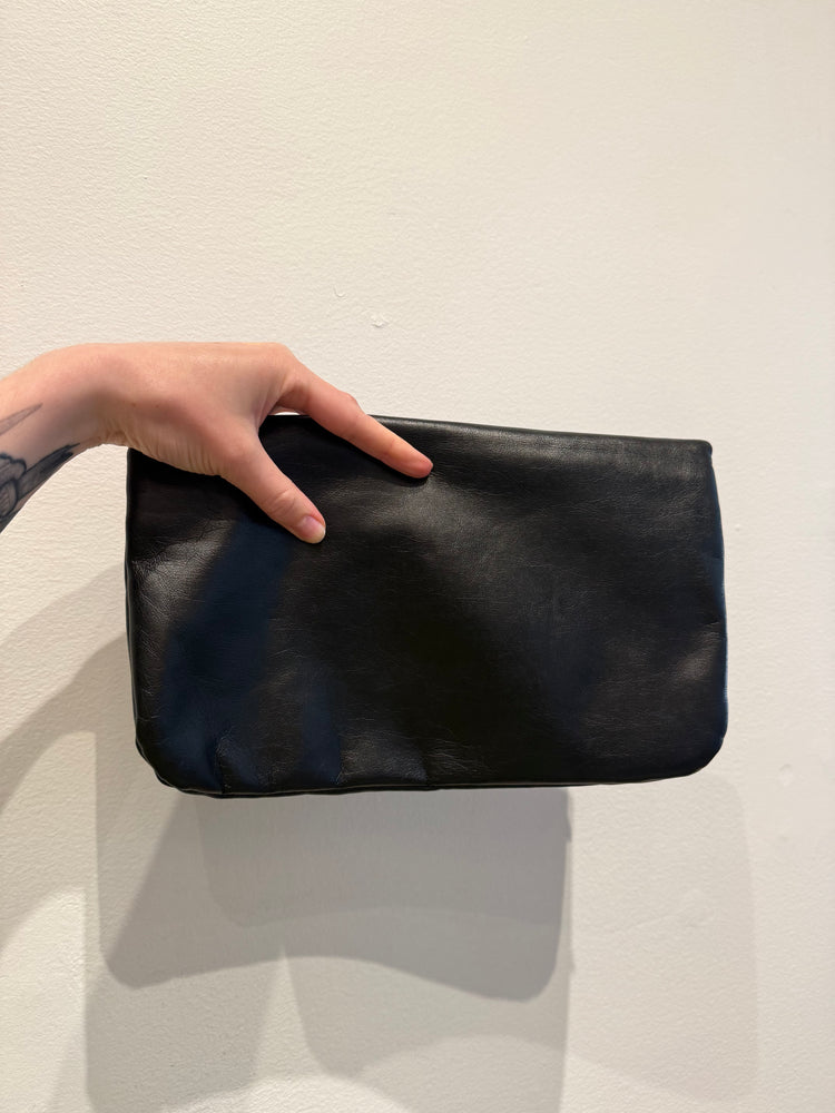 Vintage Black Leather Clutch