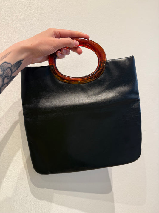 Vintage Black Leather Clutch