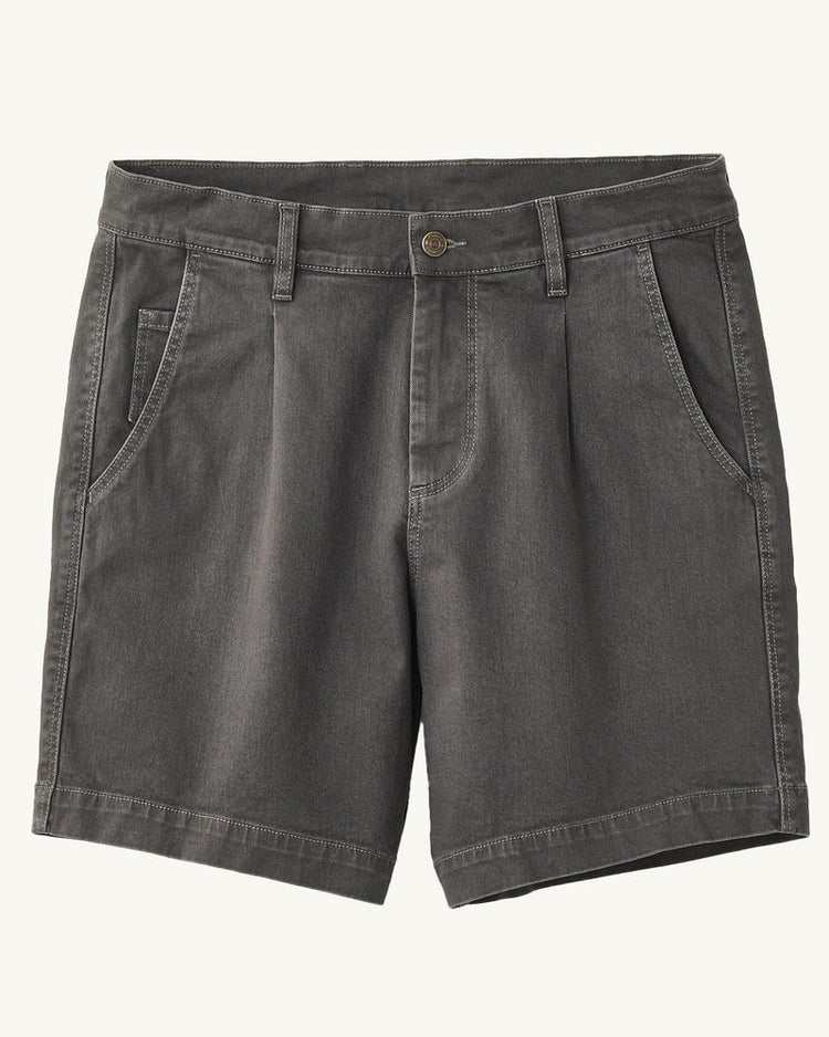 Heavy Twill Pleated Short - Grey