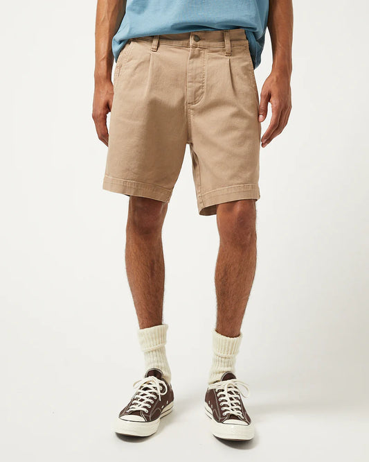 Heavy Twill Pleated Short - Khaki