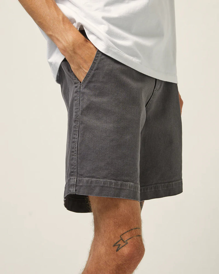 Heavy Twill Pleated Short - Grey