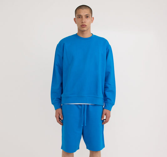 Boxy Fit Crew Sweatshirt - Azure