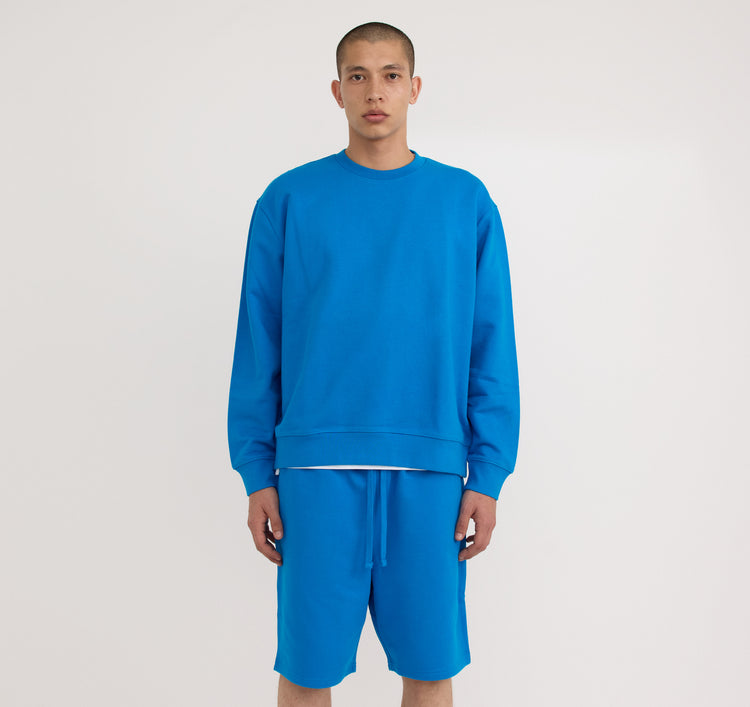 Boxy Fit Crew Sweatshirt - Azure