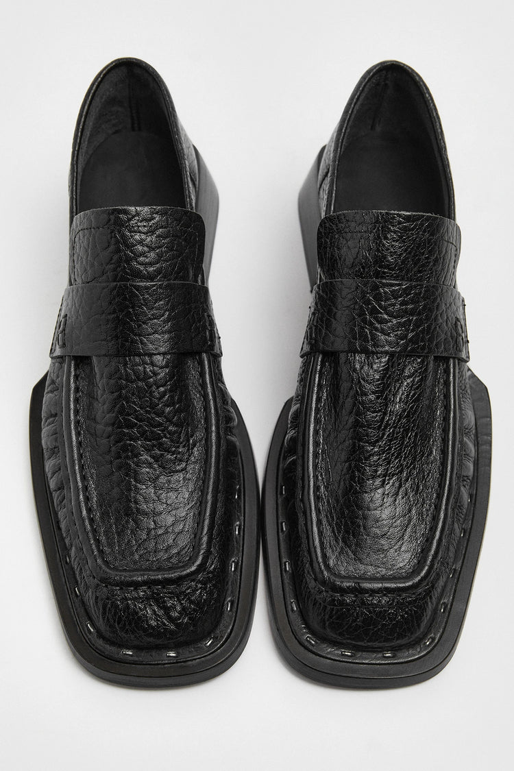 Airi Black Grain Loafers