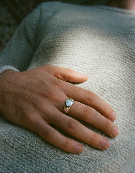 Tilt Signet Ring - Sterling Silver