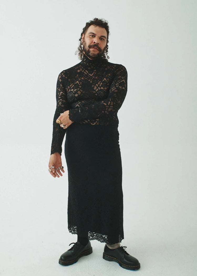 08 Lace Turtleneck - Black