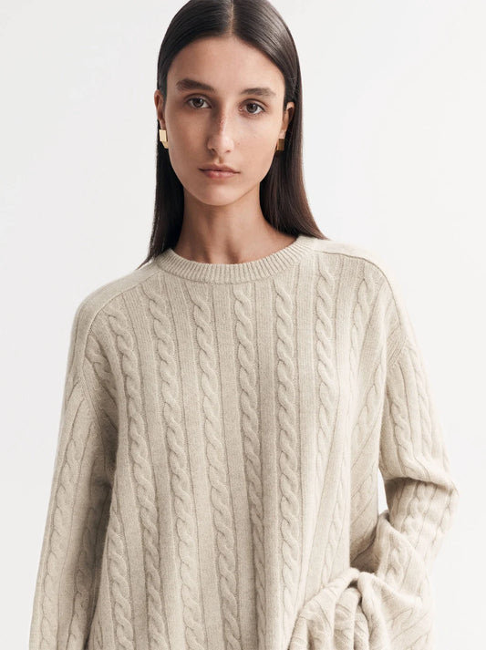 Cable Knit Crew - Sand