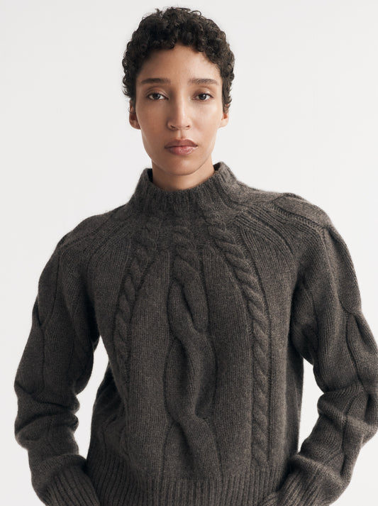 Cable Turtleneck - Wood