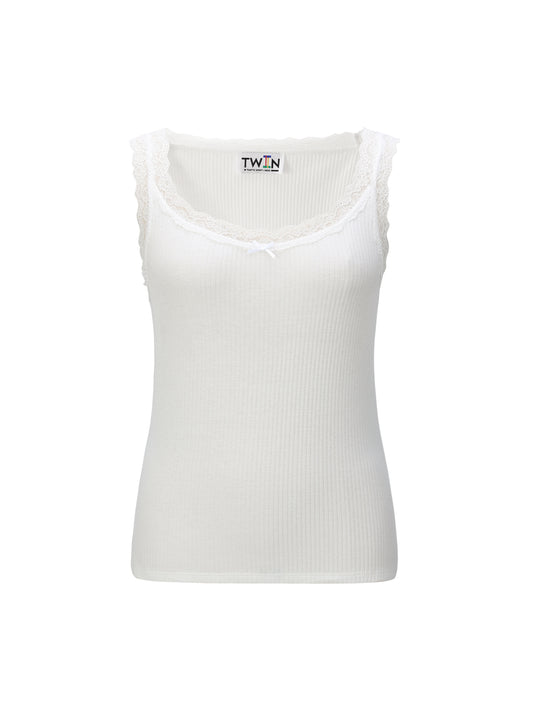 09 Lace Tank - White