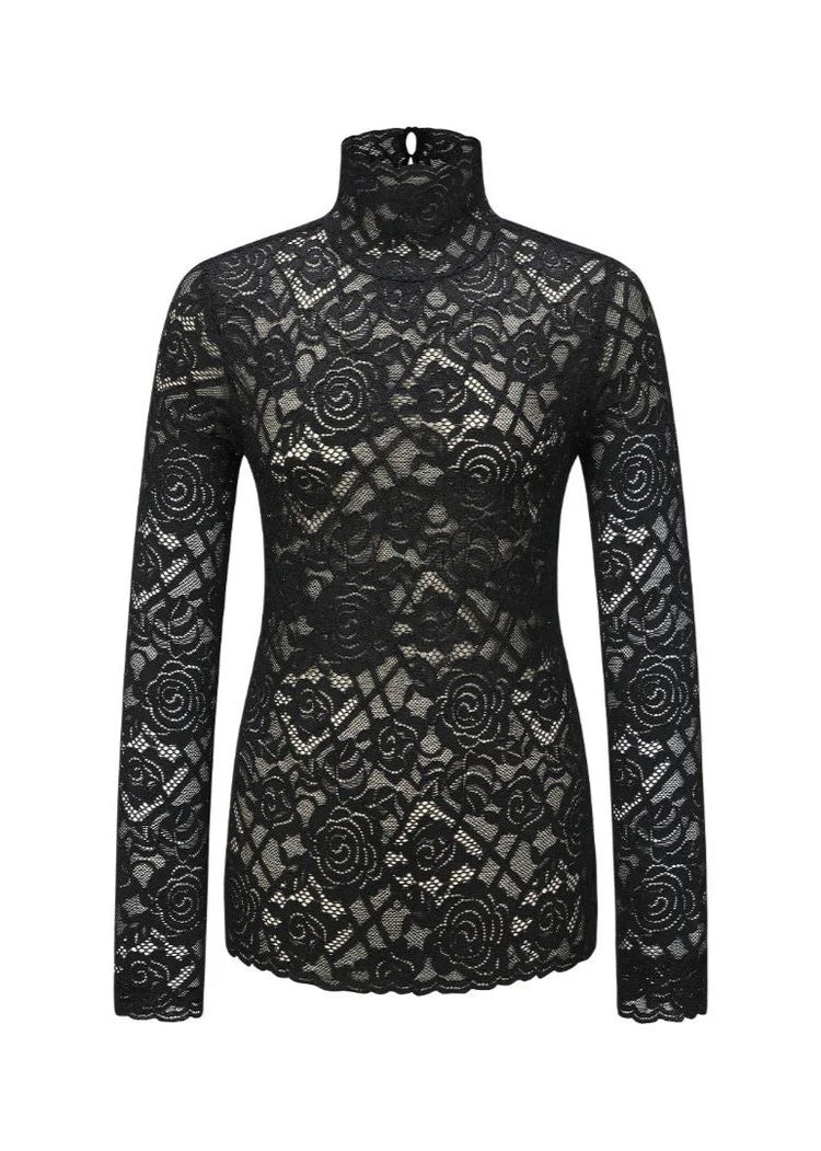 08 Lace Turtleneck - Black