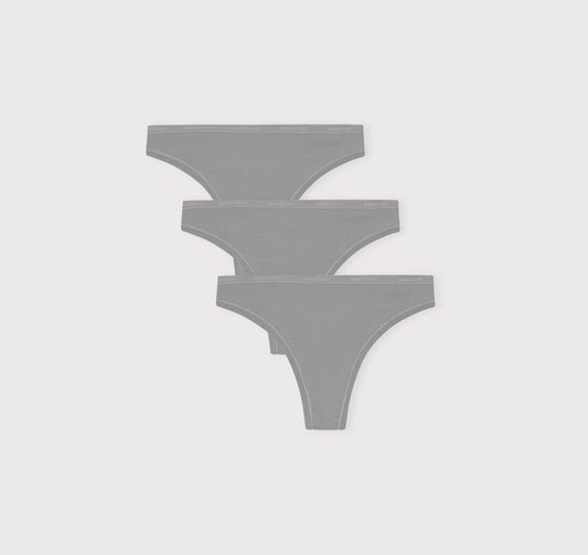 Core Rib Thong 3-Pack - Grey