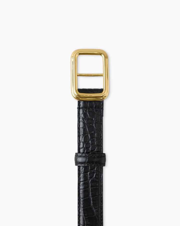 Georgia Wide Belt - Black Croc