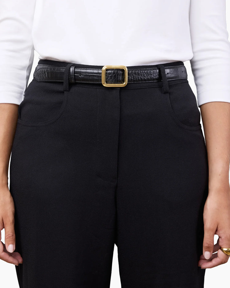 Georgia Wide Belt - Black Croc