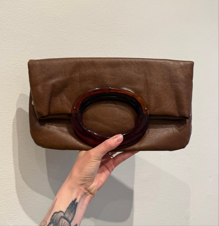 Vintage Brown Leather Clutch