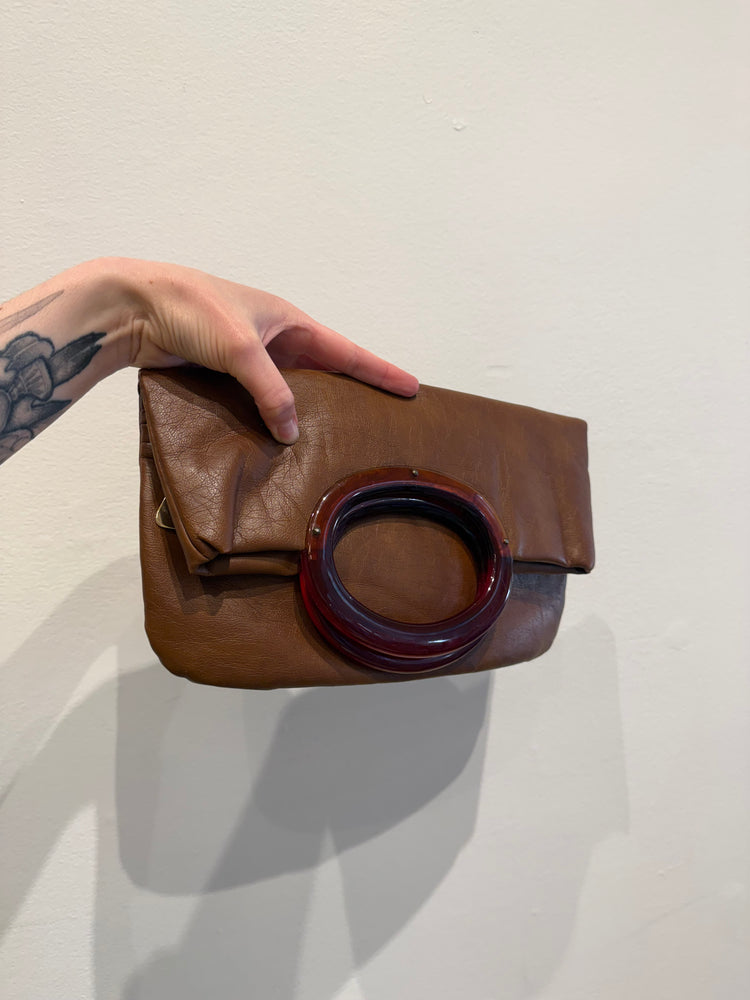 Vintage Brown Leather Clutch
