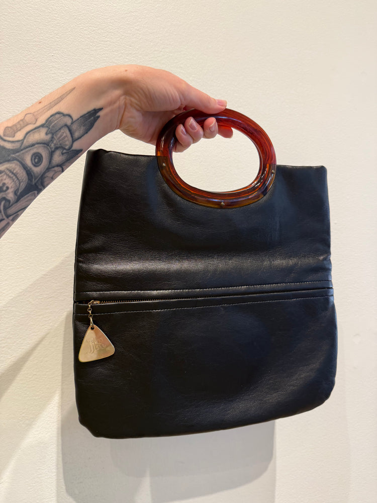 Vintage Black Leather Clutch