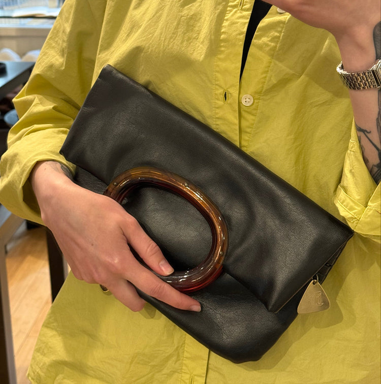 Vintage Black Leather Clutch
