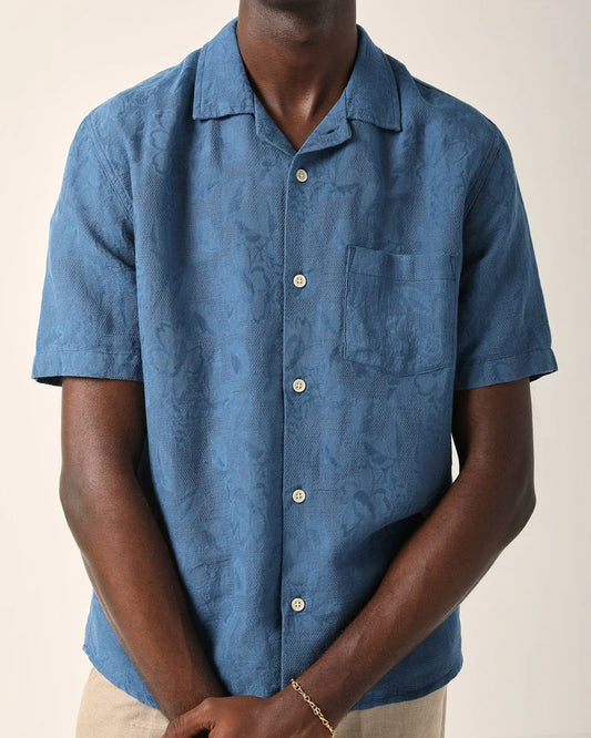 Blue Floral Jacquard Shirt