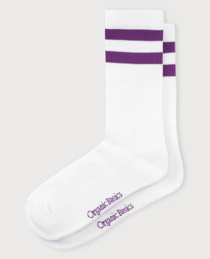 Core Stripe Crew Socks 2-Pack - White/Purple