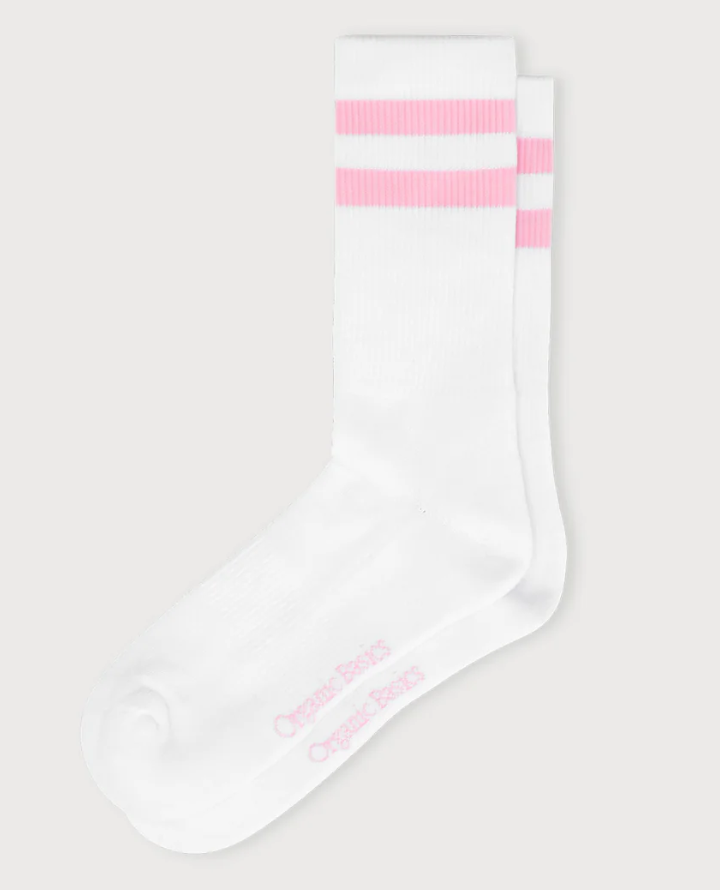 Core Stripe Crew Socks 2-Pack - White/Pink