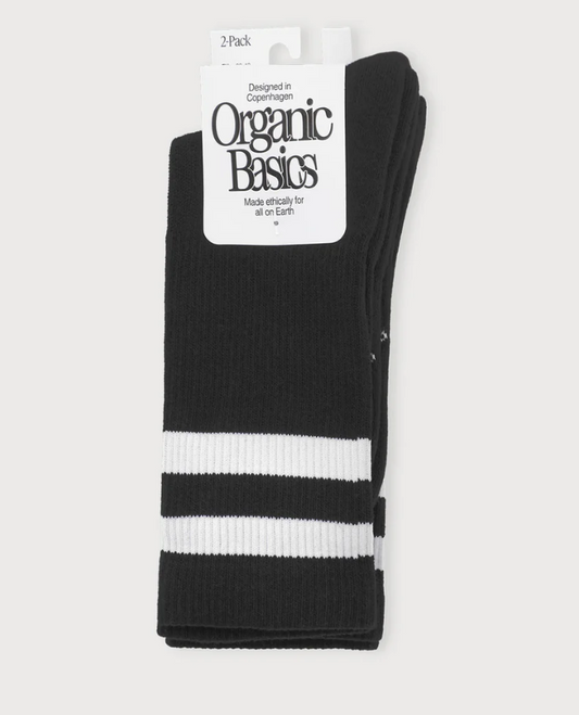 Core Stripe Crew Socks 2-Pack - Black/White