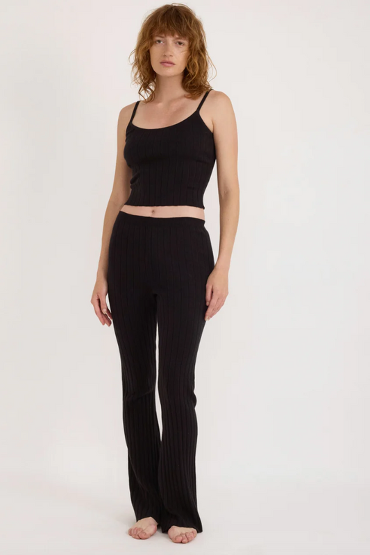 Soft Knit Rib Pants - Black